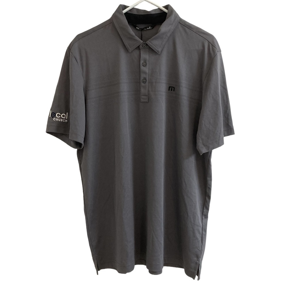 Travis Mathew Monterey Chest Stripe Polo Gray Shirt Mens XL Performance Golf NWT